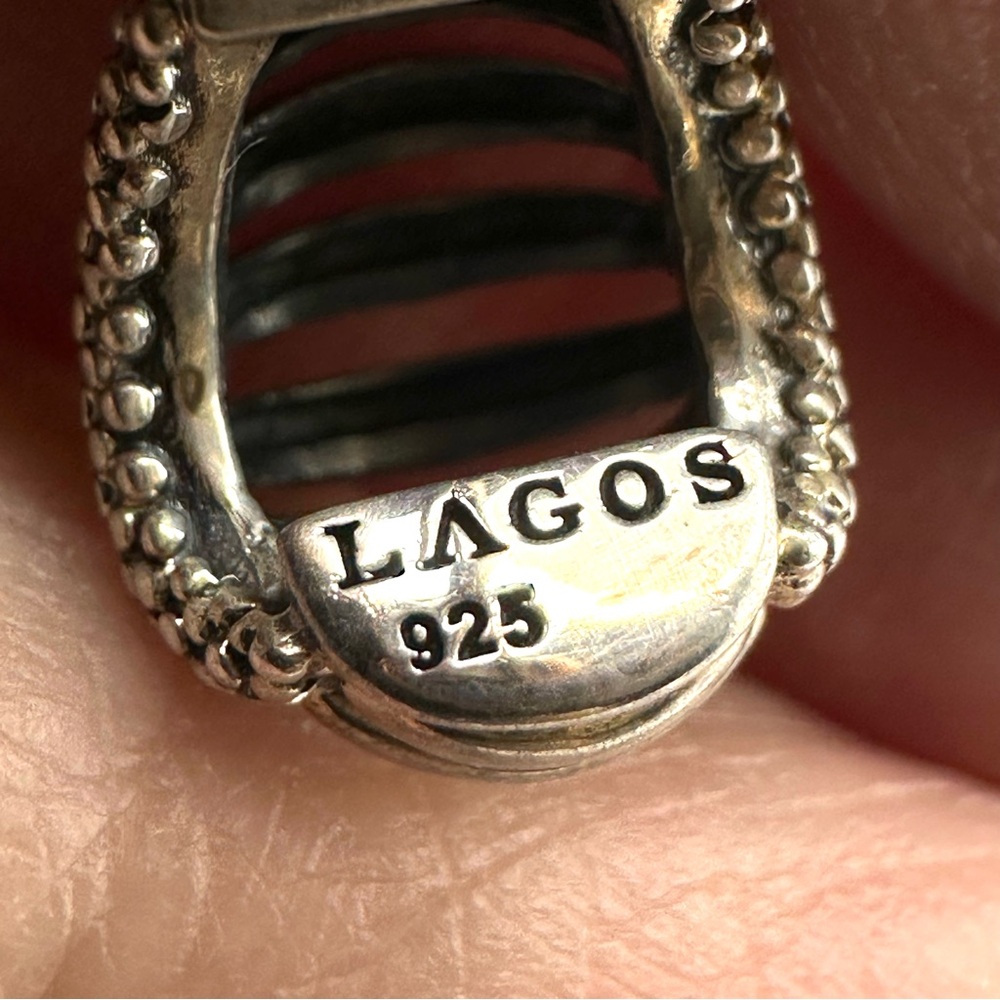 Lagos Caviar Small Silver Dome  Huggie Earrings - Picture 6 of 7